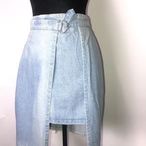 Layered denim pencil skirt, NEW